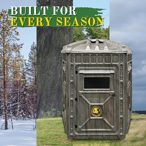 Outta Site Hunting Blind – 4 & 5 Sided High Density Plastic Hunting Blind – 1-2 & 2-3 Person Hard-Sided Ground Blind for Deer, Turkey Hunting – 360 Views – Arctic Snow Camo, Habitat Olive, Thicket Oak