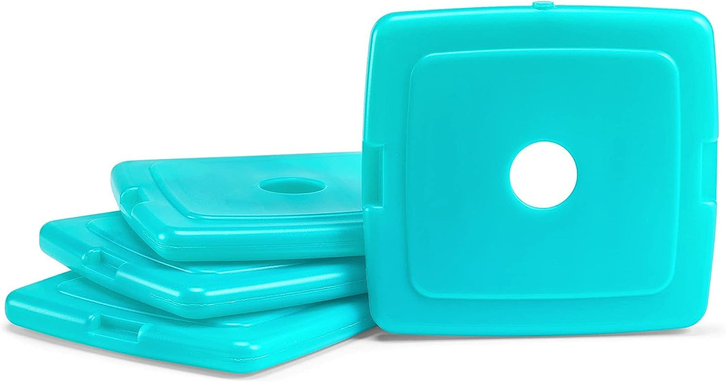 Cool Coolers by Fit & Fresh 4 Pack Slim Ice Packs, Quick Freeze Space Saving Reusable Ice Packs for Lunch Boxes or Coolers, Multi Colored