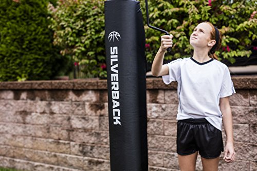 Silverback 60" Height Adjustable In-Ground Basketball Hoop with Tempered Glass Backboard, Pro-Style Breakaway Rim, Pole and Backboard Pad