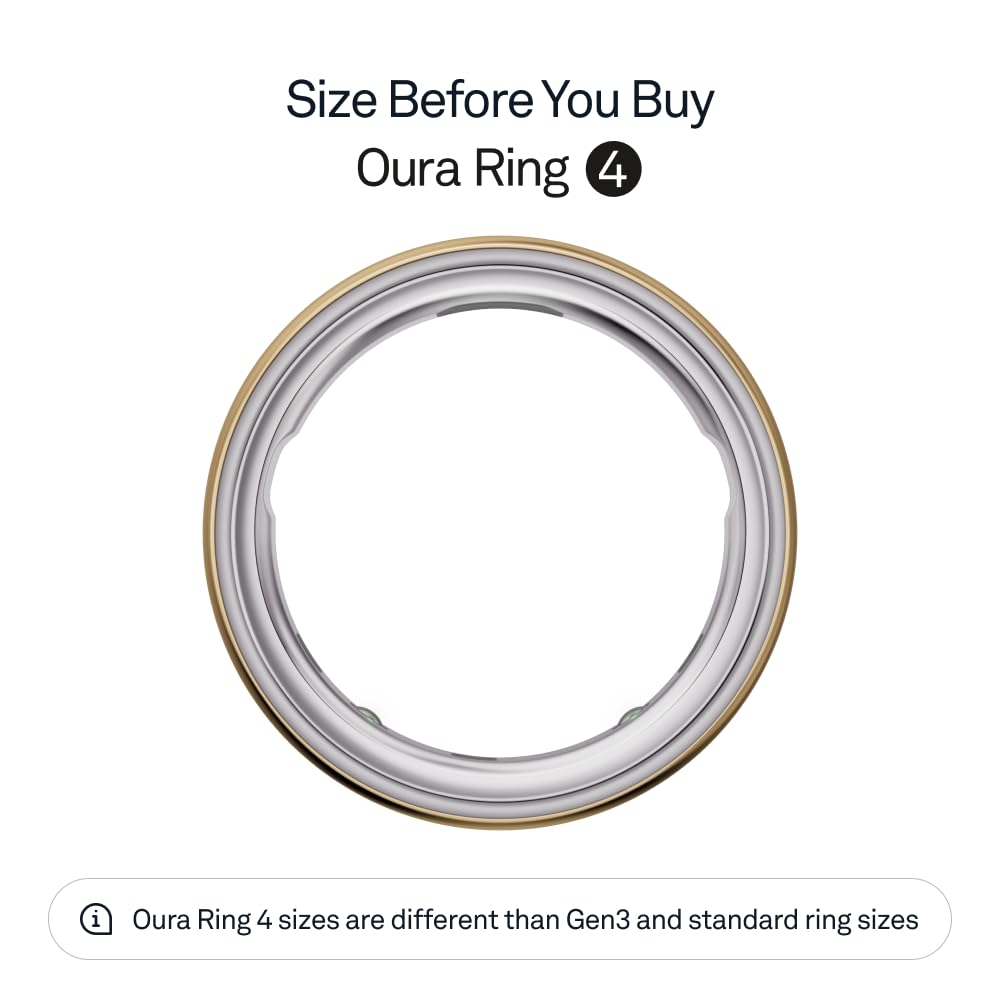 Oura Ring 4 - Gold - Size 9 - Smart Ring - Unique Sizing, Not Standard US Ring Sizes - Size First - Sleep Tracking Wearable - Heart Rate - Fitness Tracker - Up to 8 Days of Battery Life