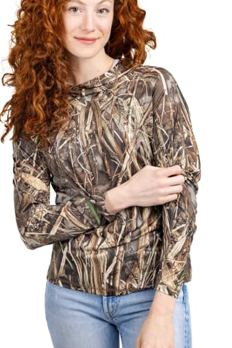 Realtree Women's Camo UV Protection Shirts and Hoodies Long Sleeve for Hunting, Fishing, Running and Hiking