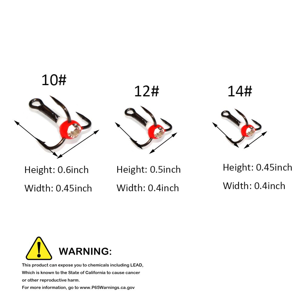 Ice Fishing Jigs with Treble Hooks Lead Jig Hooks Winter Metal Lures
