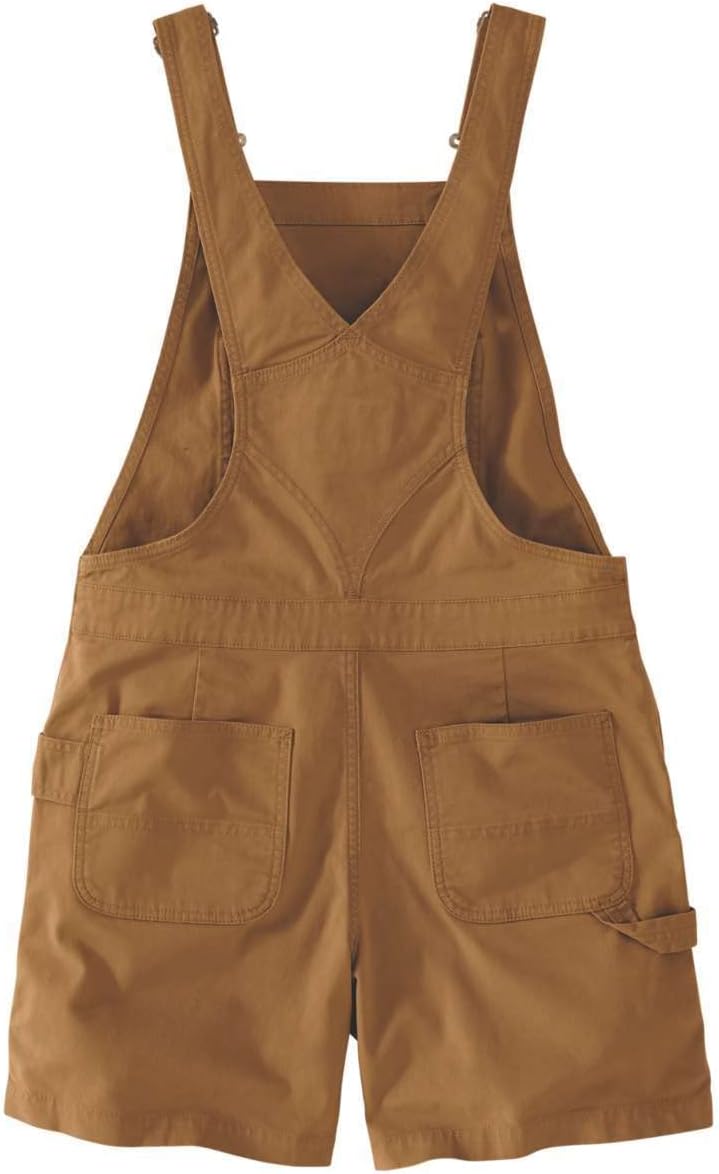 Carhartt Women's Rugged Flex Relaxed Fit Canvas-Shortall-Brown, Large US
