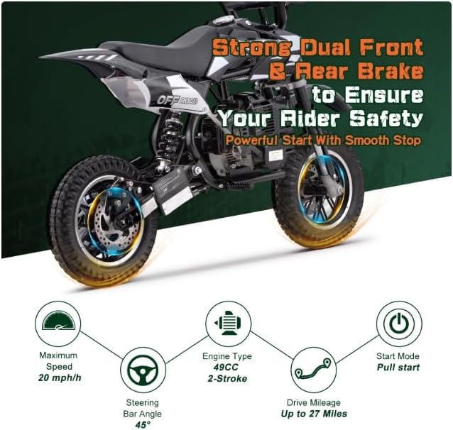 49CC 2-Stroke Gas Power Mini Dirt Bike Dirt Off Road Motorcycle (Red)