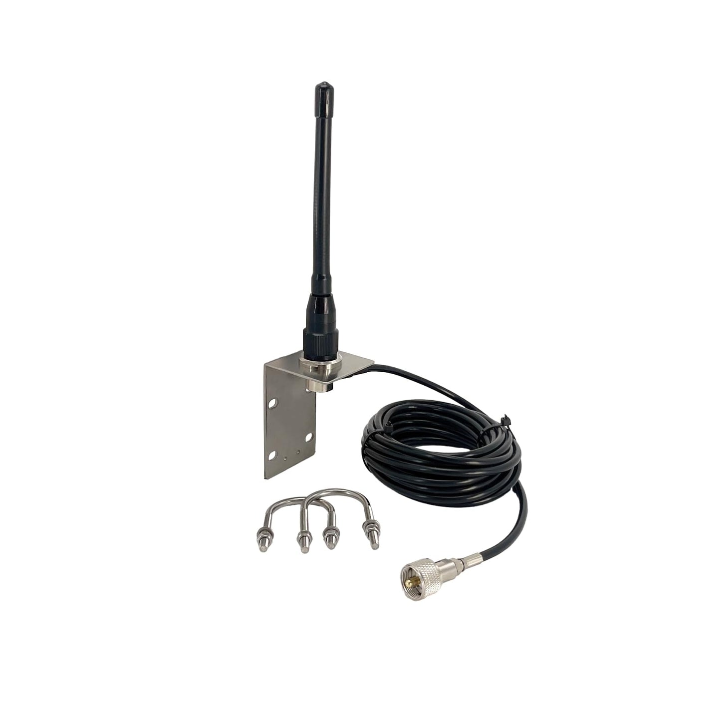 VM100 VHF Marine Radio Antenna,44 Inch Waterproof Fiberglass Boat Antenna with Adjustable Ratchet Fixed Mount and 16 ft RG-58U Cable