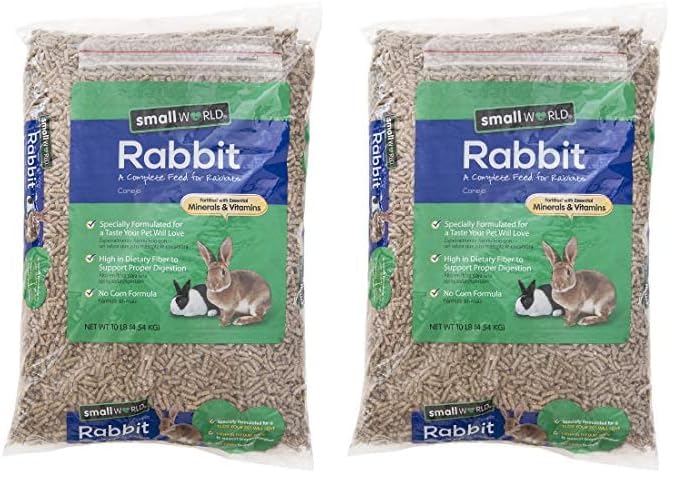 Small World Rabbit Food Pellets – Complete Feed for Rabbits Fortified with Vitamins and Minerals – Nutritious Bunny Food for Growth and Maintenance – Small Animal Pellets – 10 lb Bag