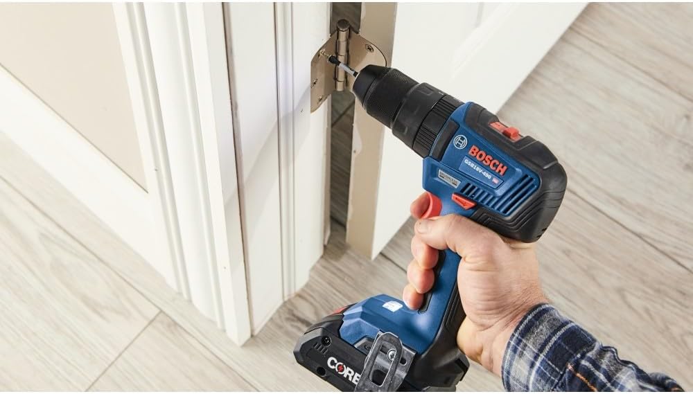 BOSCH GXL18V-497B23 18V 4-Tool Combo Kit with 2-In-1 1/4 In. and 1/2 In. Bit/Socket Impact Driver, 1/2 In. Hammer Drill/Driver, Circular Saw, Worklight with (1) CORE18V 4 Ah Battery & (1) 2 Ah Battery