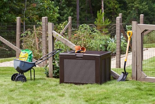 Rubbermaid Extra Large Resin Outdoor Storage Deck Box (134 Gal), Weather Resistant, Black, Deck Organization for Home/Backyard/Pool Chemicals/Toys/Garden Tools/Porch/Patio Cushions