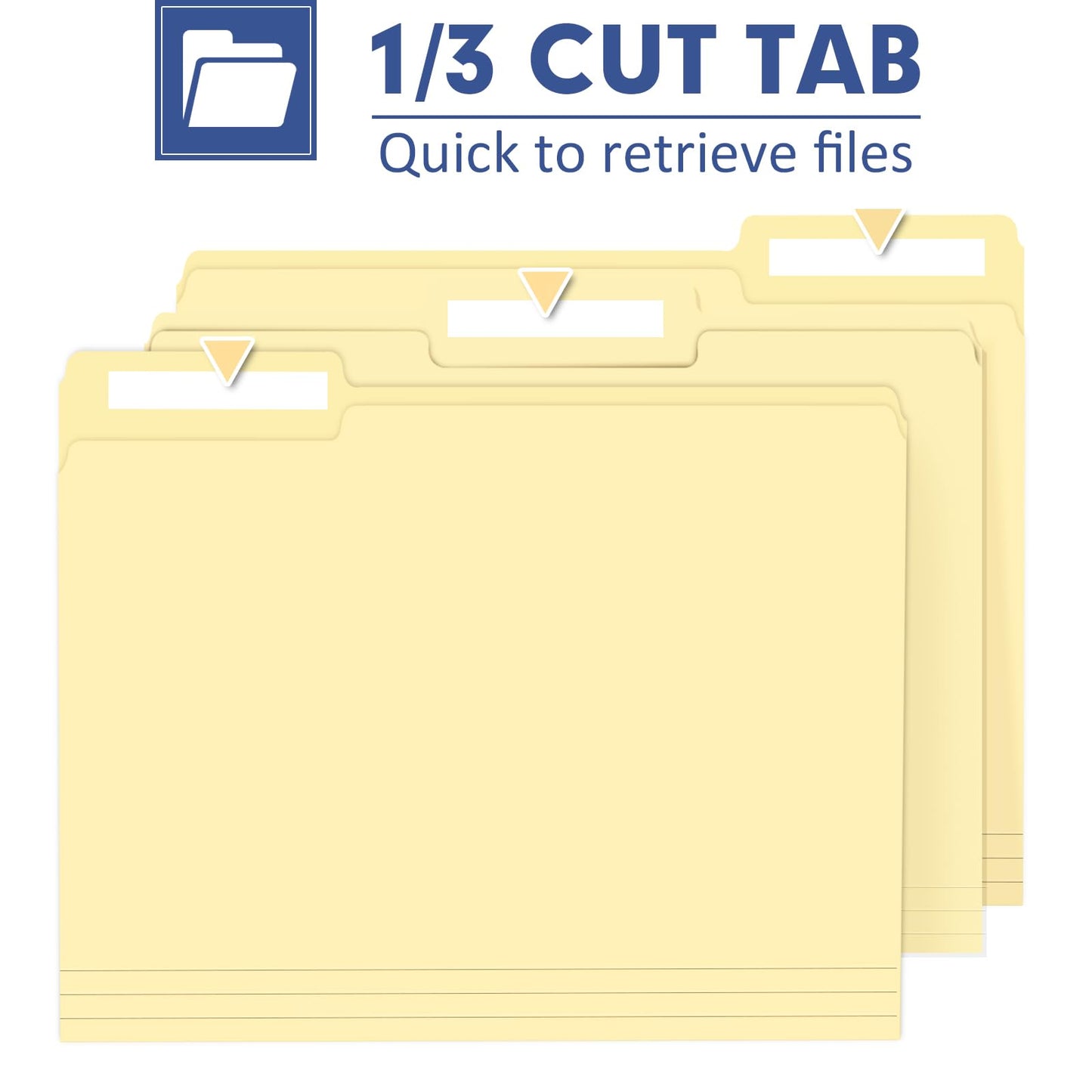 File Folder, PANDRI 270 Pack File Folder, 1/3 Cut Tab, Letter Size, Filing Folder for Office School Business, Manila