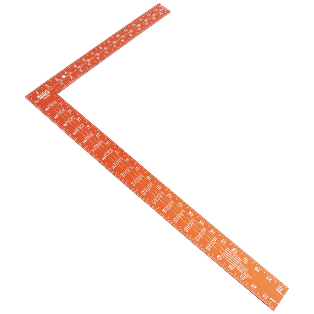 Klein Tools 935FSQ Framing Square, 24-Inch x 16-Inch, L Shape Carpenter Woodworking Tool with Laser Etched Rafter Tables and Octagon Scales