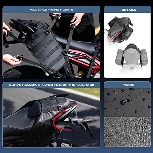Rhinowalk Motorcycle Tail Bag Motorbike Side Bag 8L Full Waterproof Motor Saddle Pannier Bag Rear Rack Trunk Professional Motor Accessories-Black