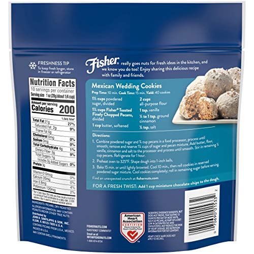 Fisher Chef's Naturals Pecan Halves 24 oz Resealable Bag, Unsalted Raw Nuts for Cooking, Baking & Snacking, Healthy Snacks for Adults, Vegan Protein, Keto Snack, Gluten Free Raw Pecans Halves
