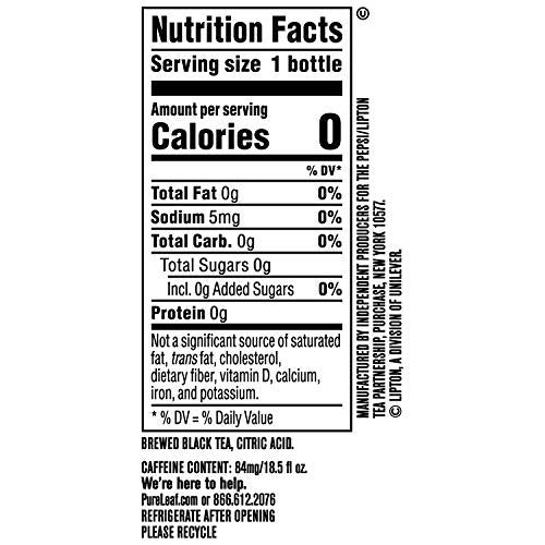 Pure Leaf Iced Tea, Unsweetened Real Brewed Tea, Zero Sugar & Zero Calories, 18.5 Fl Oz (Pack of 12)