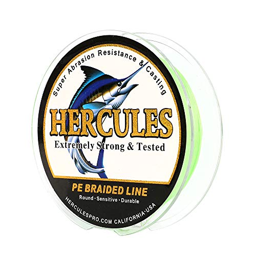 HERCULES Cost-Effective Super Cast 8 Strands Braided Fishing Line 10LB to 300LB Test for Salt-Water,109/328/547/1094 Yards(100M/300M/500M/1000M),Diam.#0.12MM-1.2MM,Hi-Grade Performance,Variety Colors