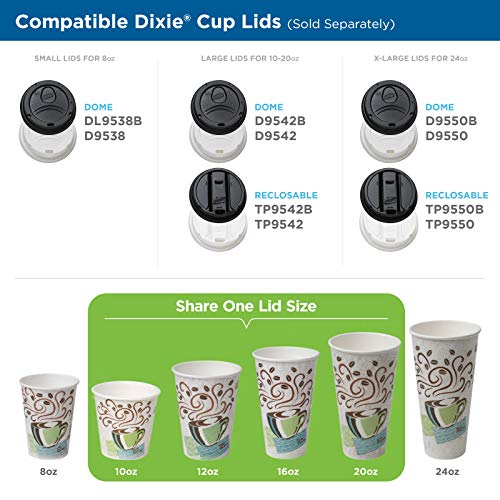 Dixie PerfecTouch 12 oz Paper Coffee Cups By GP PRO, Coffee Haze Design, 500 Count (25 Disposable Cups Per Sleeve, 20 Sleeves Per Case), 5342DX