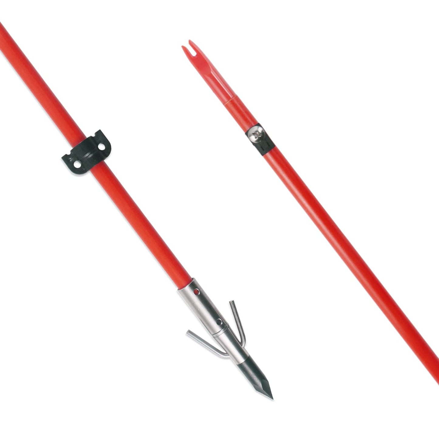 34inch Bowfishing Arrows Solid Fiberglass Shaft with Broadhead for Compound Bow and Recurve Bow Fishing Arrow Archery and Hunting (Pack of 6)