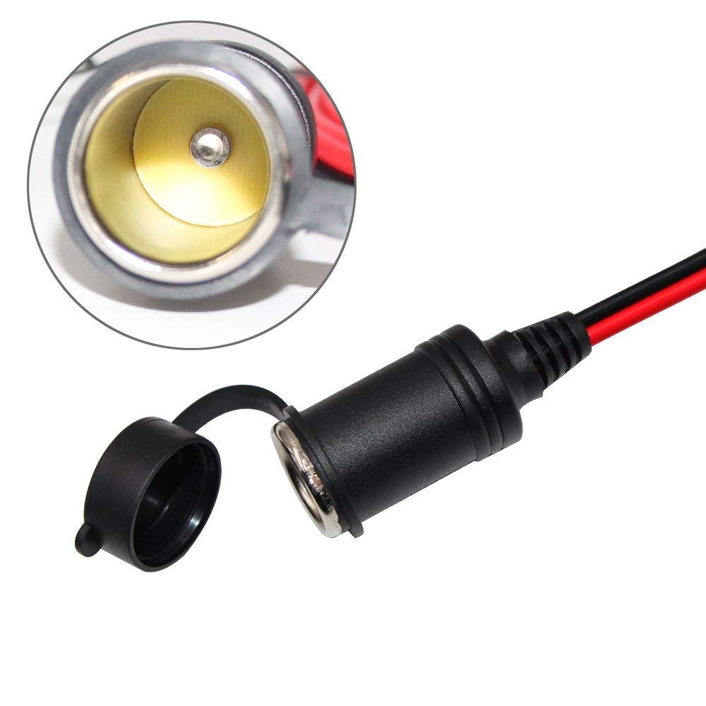 12V Cigarette Lighter Extension Cord 12FT -Car Charger Cigar Lighter Male Plug to Female Socket 16AWG Heavy Duty Extension Cable with LED Lights Extender for Air Compressor Pump and Tire Inflator 15A