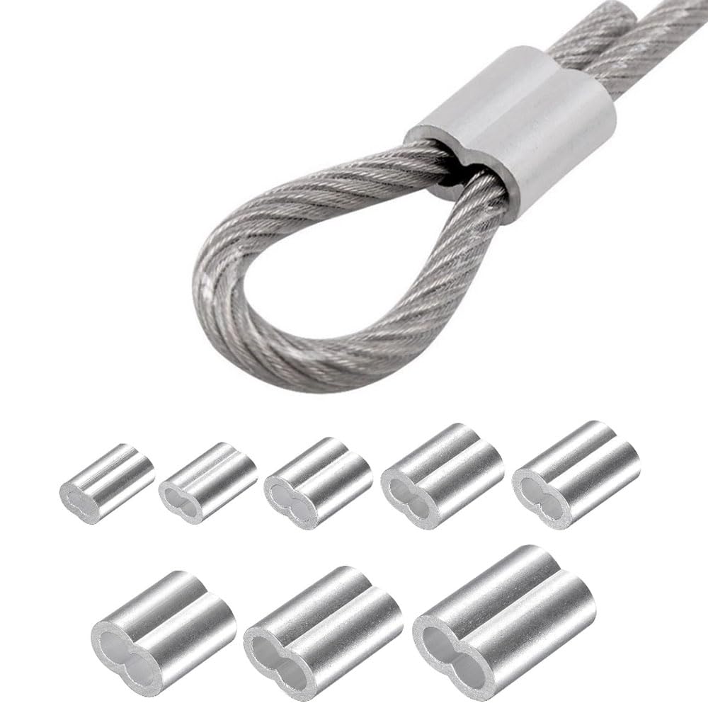 200 Pcs Aluminum Crimping Loop Sleeve 3/32",Cable Crimp Ferrules for Wire Rope and Cable (3/32''(2.5mm)-200pcs)