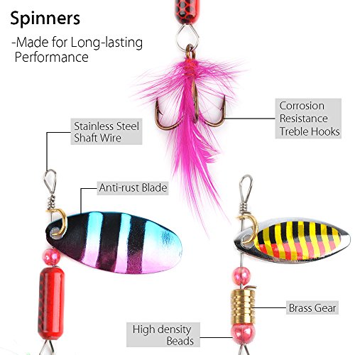 Dr.Fish Fishing Tackle Bag 5 Boxes with 60 Lures Included Loaded Stocked Tackle Box Set Spinner Lures Kit Freshwater Gear Equipment
