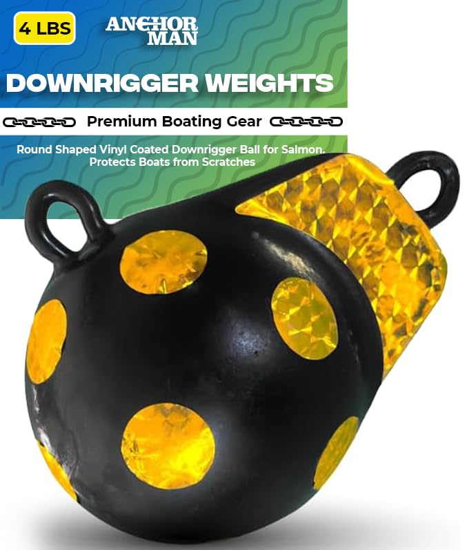 Anchor-Man Downrigger Weights, Vinyl Coated Downrigger Ball for Fishing Boats, Stable Keel Precision Control & Attracts Fish Easy Retrieval