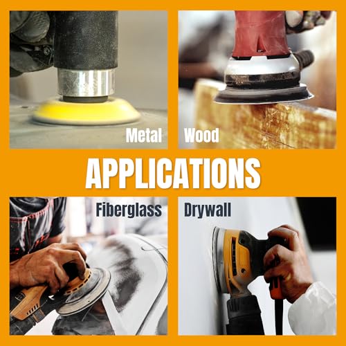 POWERTEC 50 PCS 220 Grit - 5 Inch 8 Hole Hook and Loop Sanding Discs, 5" Sanding Pads for Automotive, Drywall, Woodworking with Orbital Sander, Air, and DA Sander (44022G-50)