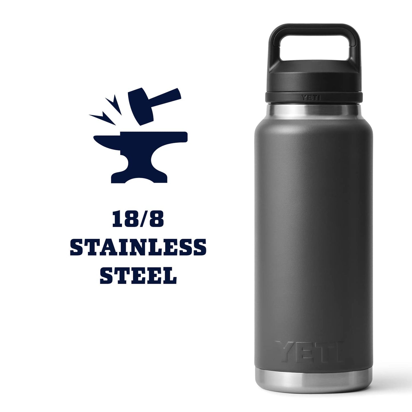 YETI Rambler 36 oz Bottle, Vacuum Insulated, Leakproof, Stainless Steel with Chug Cap