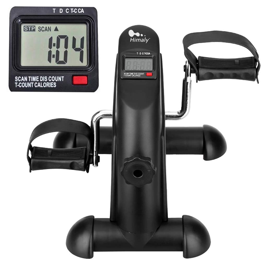 bike pedal exerciser Mini Exercise Bike, himaly Under Desk Bike Pedal Exerciser Portable Foot Cycle Arm & Leg Peddler Machine with LCD Screen Displays
