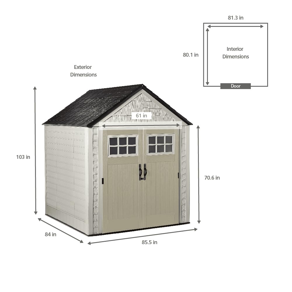 Rubbermaid Extra Large Resin Outdoor Storage Shed With Floor (7 x 10 Ft.), Weather Resistant, Brown, Organization for Home/Lawn Mower/Backyard Equipment/Bike Storage/Pool Supplies