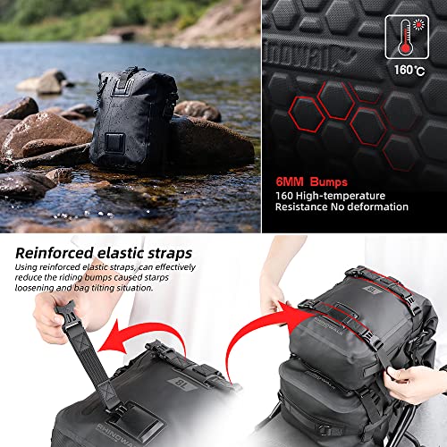 Rhinowalk Motorcycle Tail Bag Motorbike Side Bag 8L Full Waterproof Motor Saddle Pannier Bag Rear Rack Trunk Professional Motor Accessories-Black