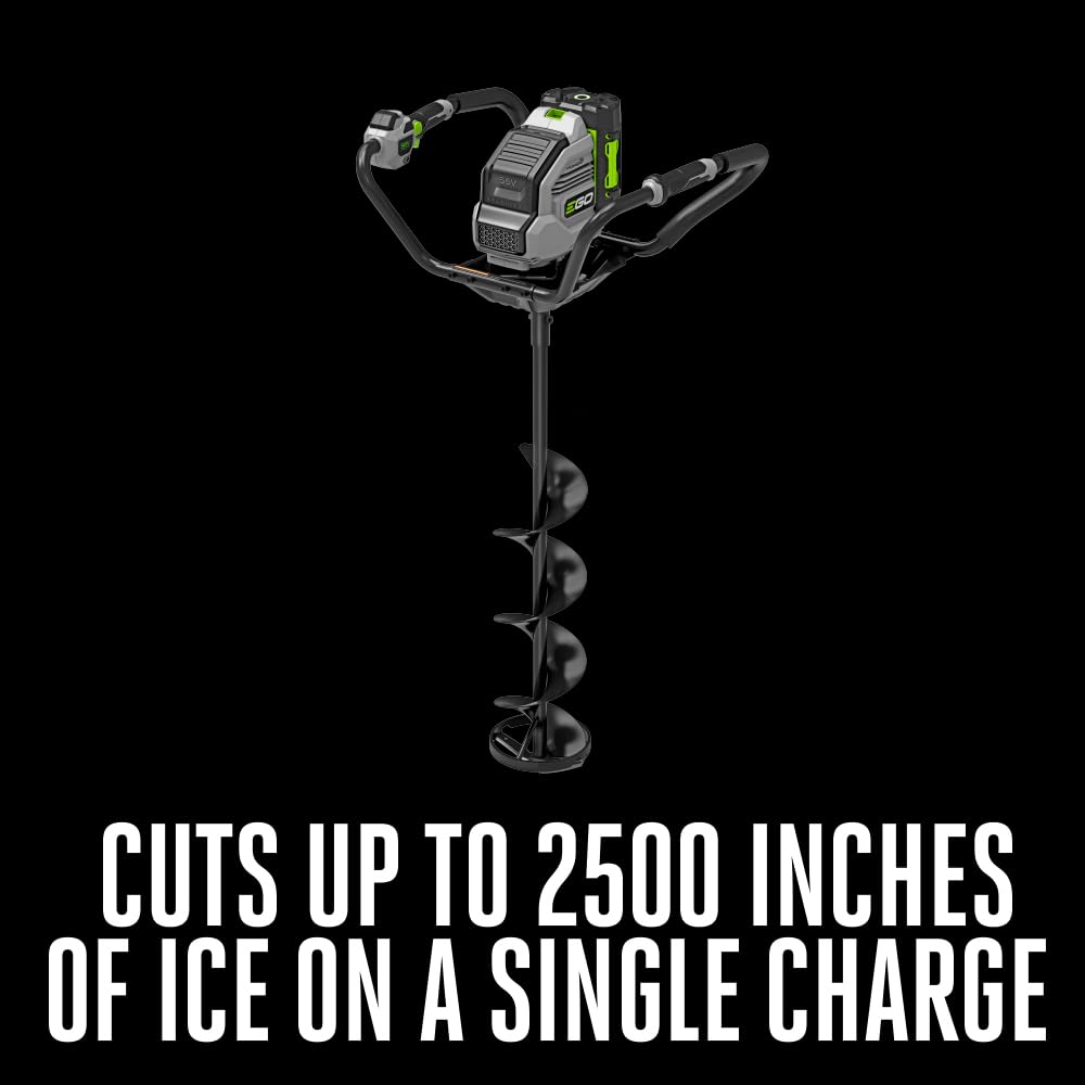 EGO Power+ 8" Auger, Electric Ice Auger for Ice Fishing, Includes 56V 5.0Ah Battery and Charger - IG0804