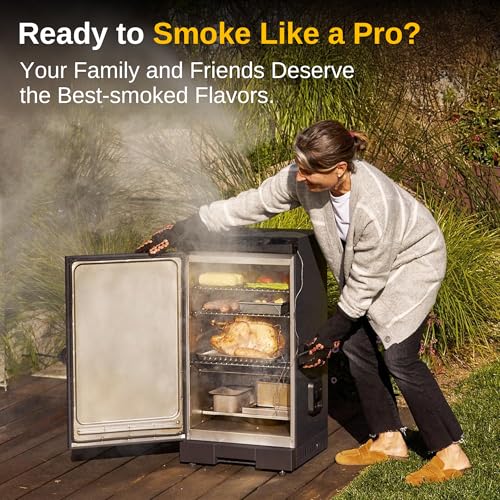 EAST OAK 30" Electric Smoker, Outdoor Smoker with Glass Door & Meat Thermometer, 725 Sq Inch Large Capacity, 4 Detachable Racks for Backyard BBQ, Party, Outdoor Cooking Night Blue