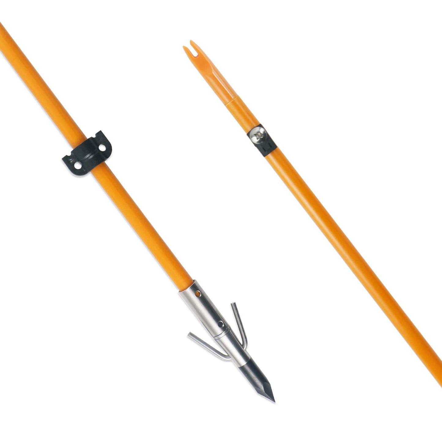 34inch Bowfishing Arrows Solid Fiberglass Shaft with Broadhead for Compound Bow and Recurve Bow Fishing Arrow Archery and Hunting (Pack of 6)