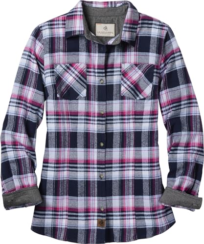 Legendary Whitetails Womens Cottage Escape Flannel Long Sleeve Plaid and Solid Color Clothes, Fitted Button Down