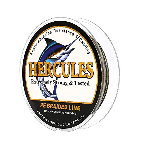 HERCULES Cost-Effective Super Cast 8 Strands Braided Fishing Line 10LB to 300LB Test for Salt-Water,109/328/547/1094 Yards(100M/300M/500M/1000M),Diam.#0.12MM-1.2MM,Hi-Grade Performance,Variety Colors