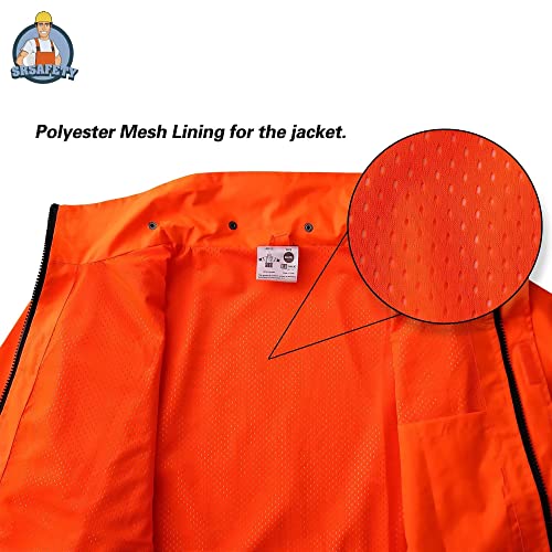 SRsafety High Visibility Rain Gear, Class 3 High Visibility Work Rain Gear for Men, Construction Rain Suits