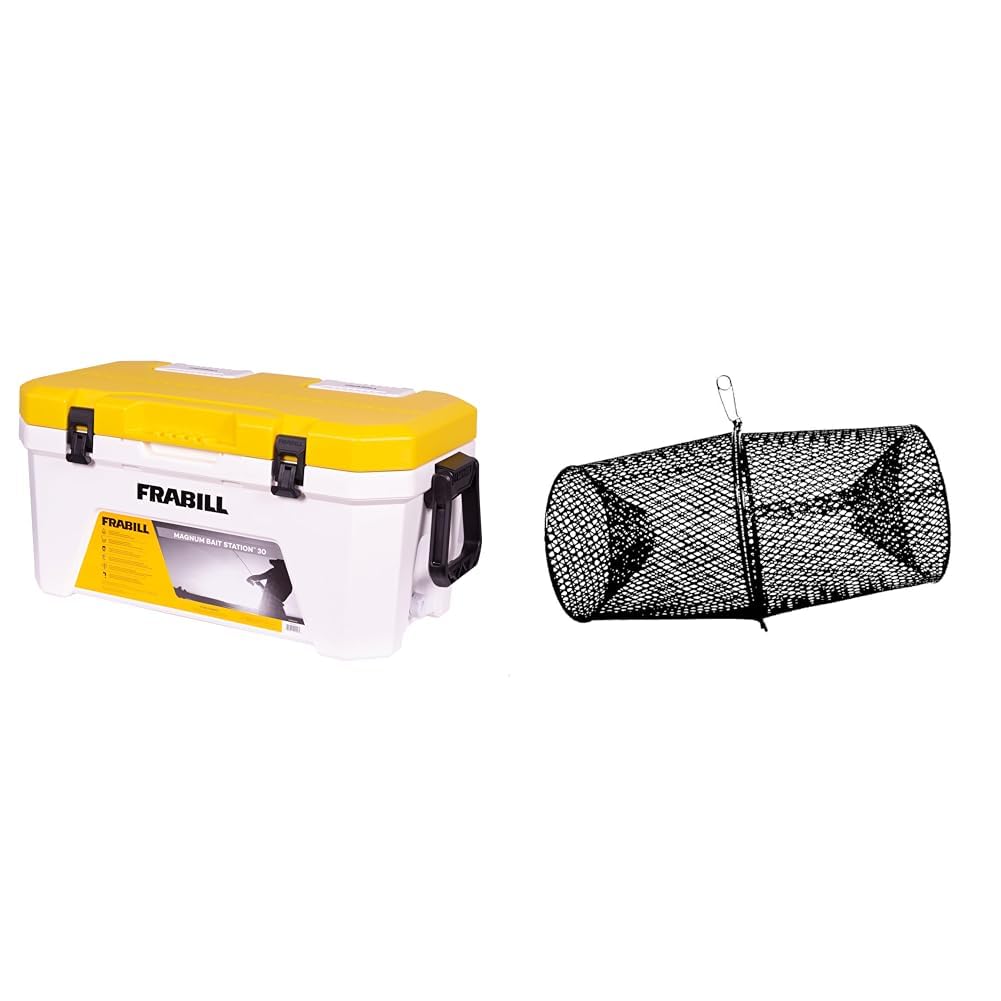 Frabill Magnum Bait Station 13 Quart Live Bait Well, White and Yellow