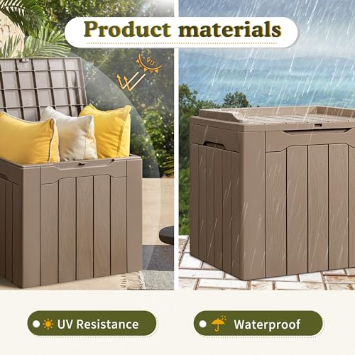Devoko 100 Gallon Waterproof Large Resin Deck Box Indoor Outdoor Lockable Storage Container for Patio Furniture Cushions Garden Tools (100 Gallon, Black)