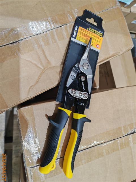 HURRICANE 3 pc Aviation Tin Snips Set, Metal Cutter Shear for Cut Sheet Metal, Chrome Vanadium Steel, Straight Left and Right, Ergonomical TyreGrip Handle with Hang Hole and Safety Latch