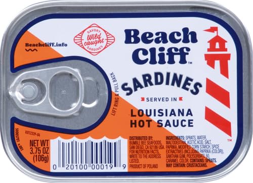 Beach Cliff Sardines in Water, 3.75 oz Can (Pack of 12) - Wild Caught Sardines - 12g Protein per Serving - Gluten Free, Keto Friendly