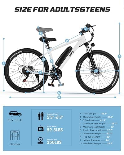 Racer Electric Bike for Adults - 21-Speed Mountain Lightweight Ebike with Peak 750W 22MPH Brushless Motor, 375Wh Removable Battery, 26X2.1 Tire Step Over E-MTB, Up to 40 Miles