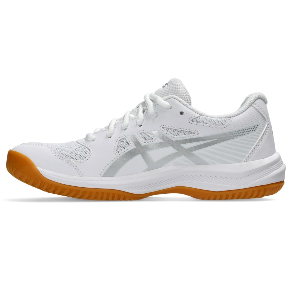 ASICS Women's Upcourt 6 Volleyball Shoes, 10, White/Pure Silver