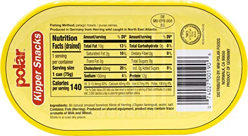 MW Polar Herring, Kipper Snacks, 3.53-Ounce (Pack of 12), 90% Less Sodium, Ready to Eat Canned Fish, Good Source of Vitamin D, Naturally Wood Smoked, No Artificial Flavors or Ingredients
