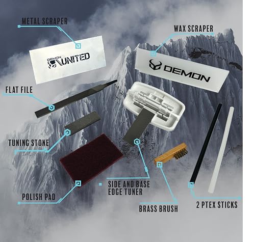 Demon Complete Basic Tune Kit with Wax- Everything Needed to do a Basic Tune and Wax for Your Skis and Snowboard