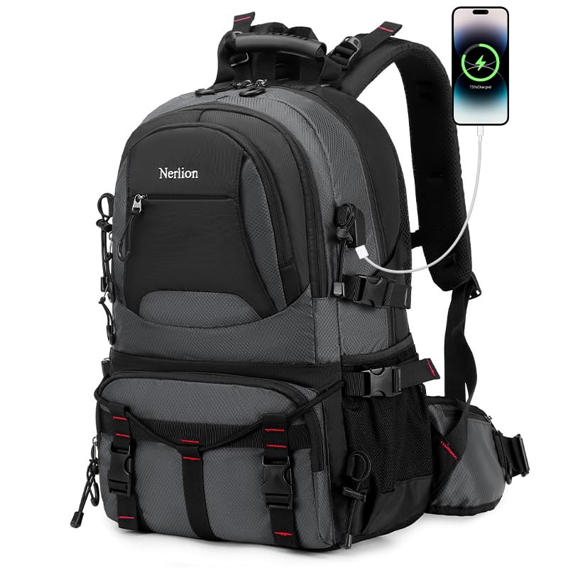 Nerlion 40L Hiking Backpack Travel Backpack for Men Women Camping Waterproof Outdoor Hiking Daypack Lightweight Backpack (Orange)