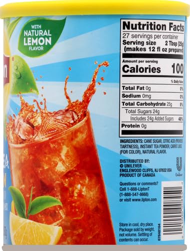 Lipton Lemon Iced Tea Mix, Sweetened, Makes 10 Quarts