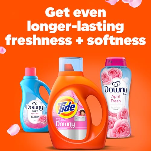 Tide plus Downy Liquid Laundry Detergent Soap, April Fresh Scent, HE Compatible, 94 Loads, 132 fl oz (Packaging May Vary)