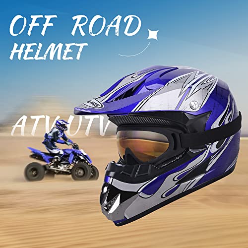 Adult Motocross Dirt Bike Helmet with Goggle, Gloves & Mask - DOT/FMVSS-218 Off-Road Motorcycle & ATV Helmet with Adjustable Sun Visor