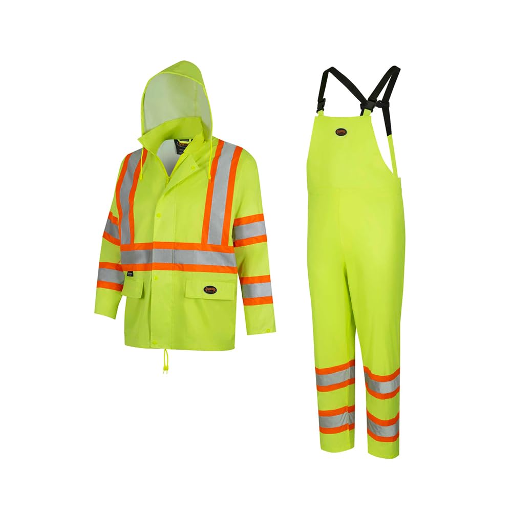 Pioneer Hi Vis Lightweight Waterproof Safety Rain Suit - Reflective Work Rain Gear for Men and Women