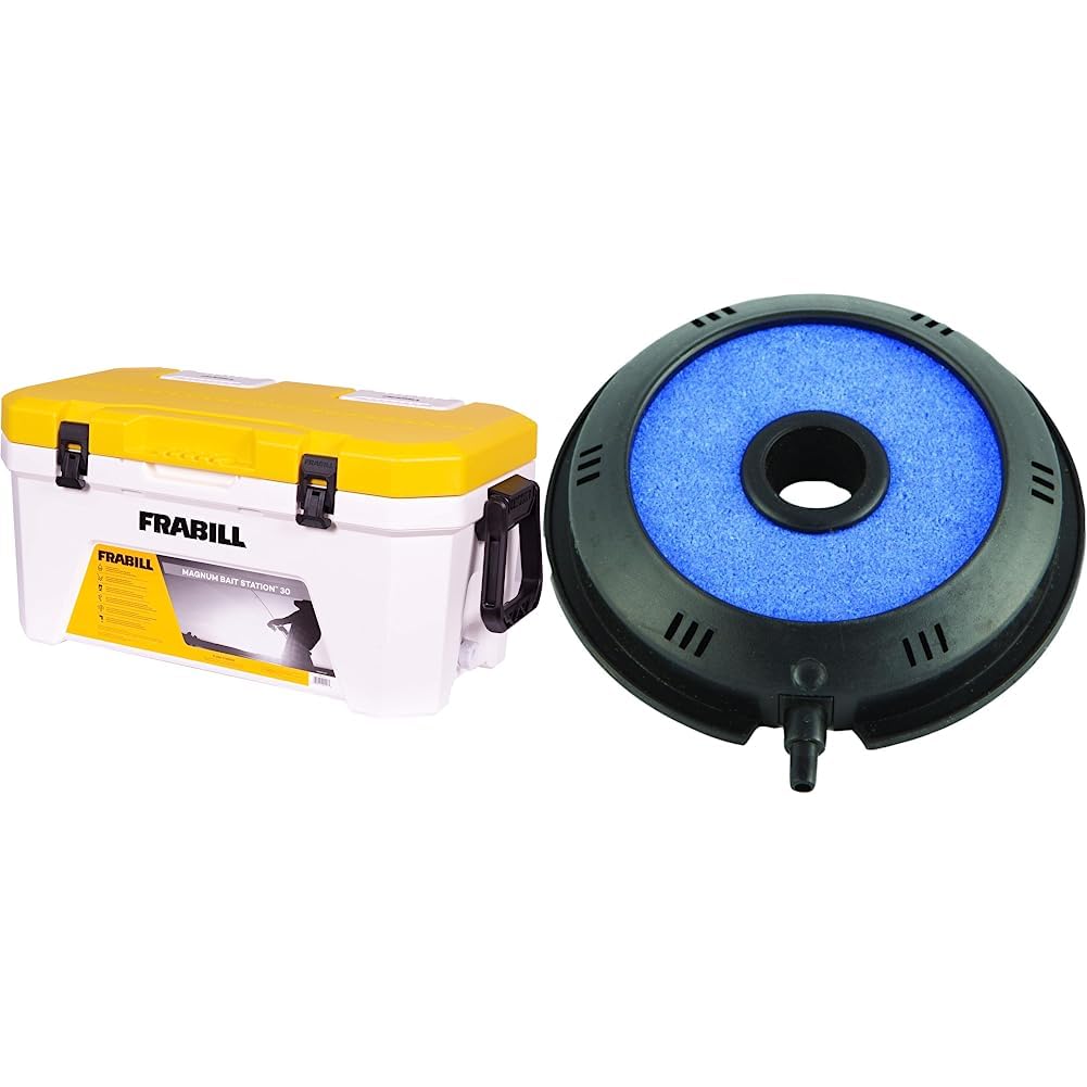 Frabill Magnum Bait Station 13 Quart Live Bait Well, White and Yellow