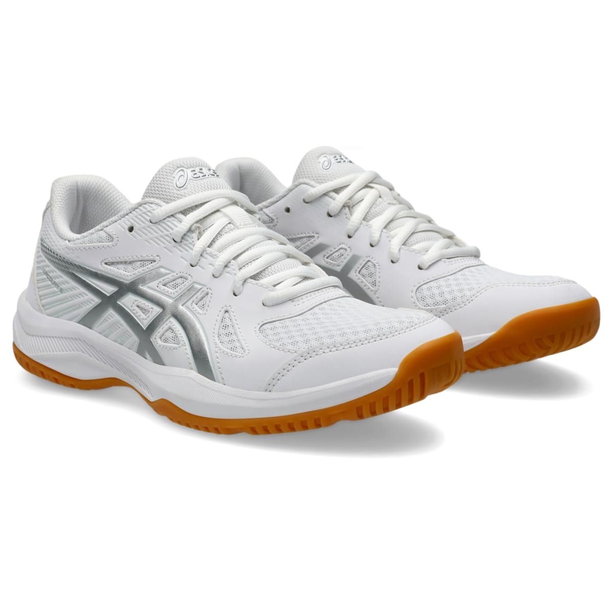 ASICS Women's Upcourt 6 Volleyball Shoes, 10, White/Pure Silver